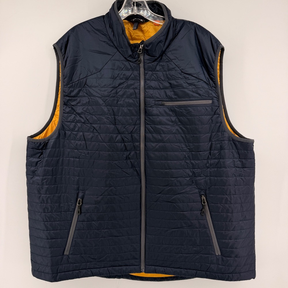 Orvis Puffer Vest Mens XXL Navy Blue Quilted Ripstop Lightweight Zip Up